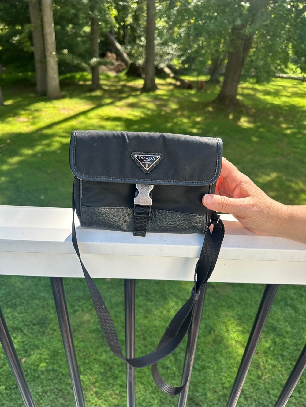Prada Black Nylon Messenger Crossbody Bag